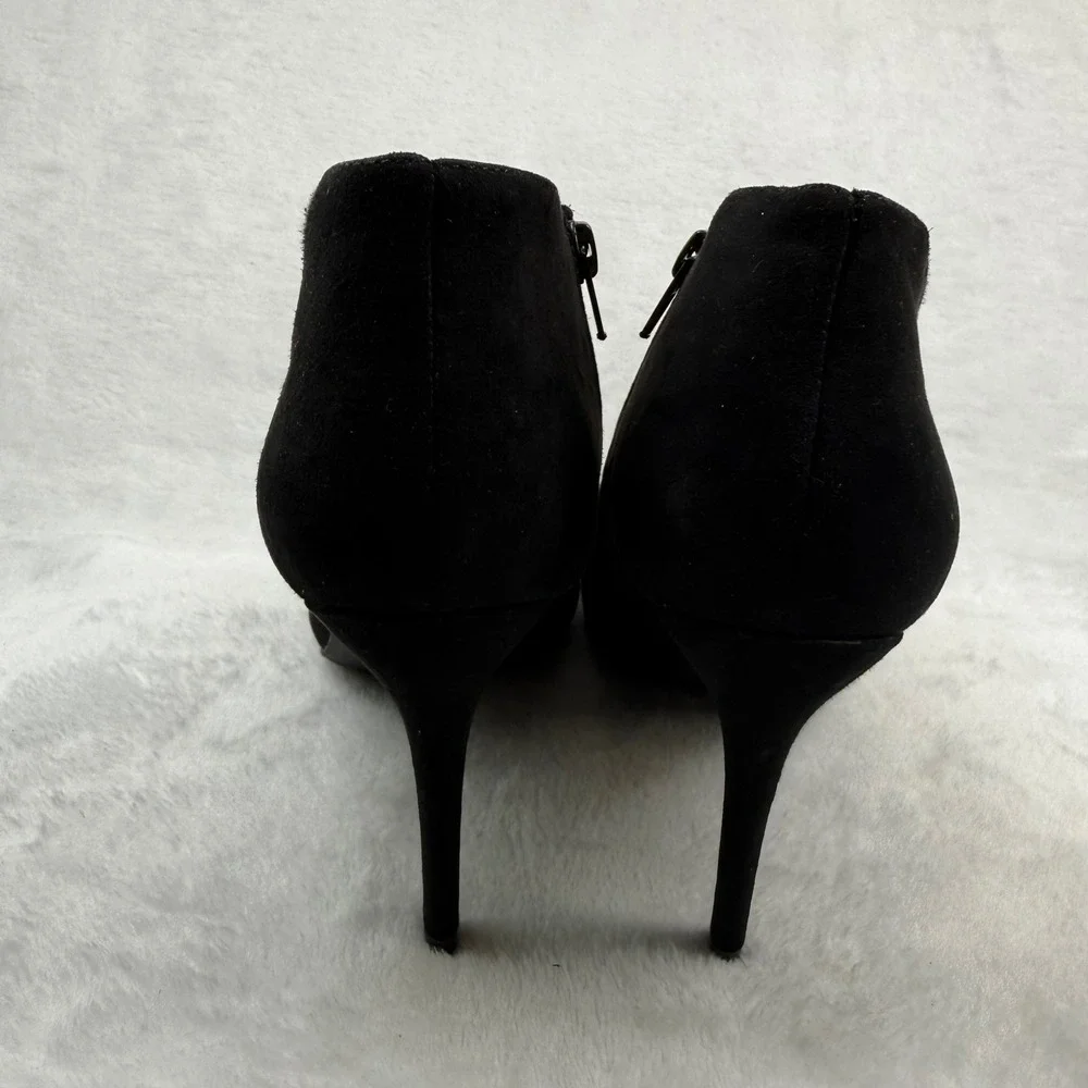 Journee Collection Womens Black Faux Suede Pointed Toe Stiletto‎ Ankle Booties 9